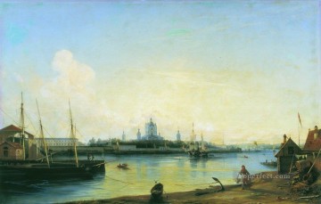 Smolny visto desde bolshaya okhta 1851 Alexey Bogolyubov paisaje urbano escenas de la ciudad Pinturas al óleo